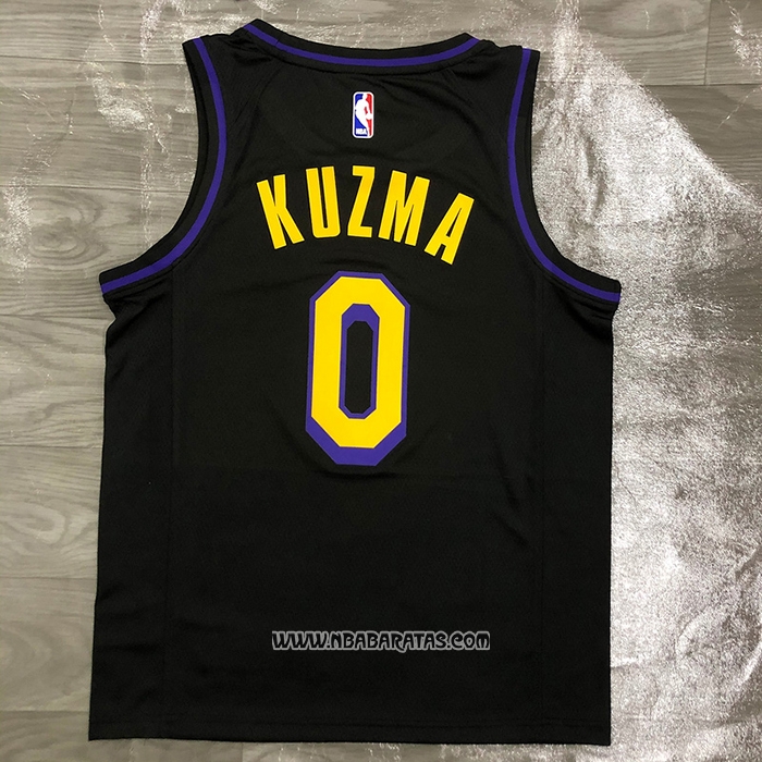 Camiseta Los Angeles Lakers Kyle Kuzma #0 Ciudad 2019-20 Negro